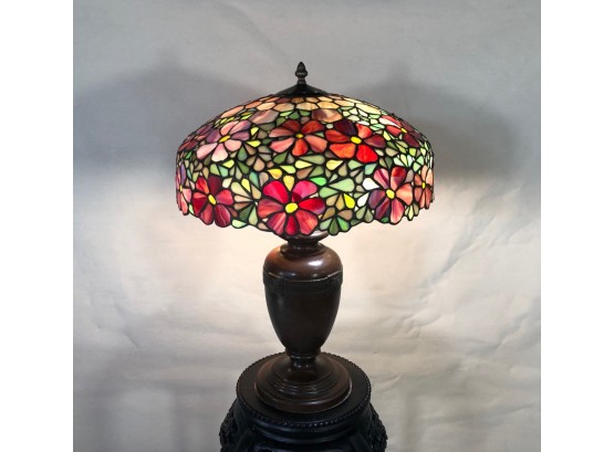 Antique Handel Leaded Glass Tiffany Style Lamp - Floral Design