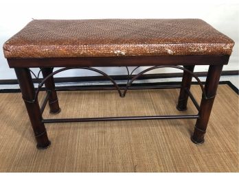 Metal Piano Bench With Woven Seat