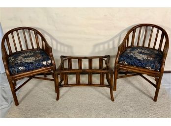 Ficks Reed Rattan Lounge Chairs & Coffee Table
