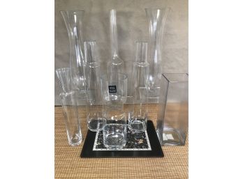 8pc Clear Glass Vase Bottles Stagers Lot