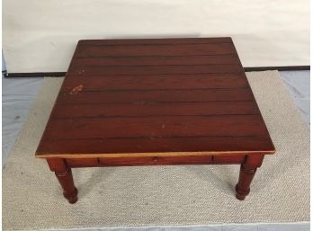 Large Square Coffee Table, Tongue- And- Groove