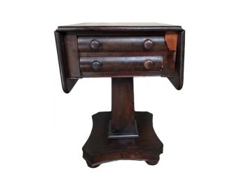 Antique Empire Pedestal Sewing Table  - Mahogany