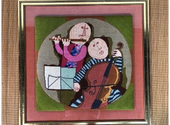 Picasso Style Needle Point Framed - Musicians