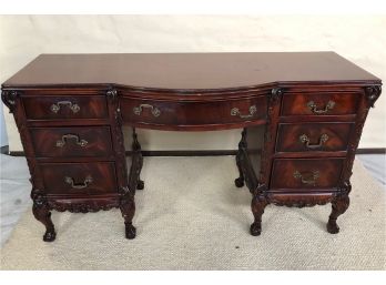 Ornate Carved Desk With Curved Drawer Front