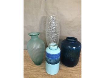 Colored  4pc Vase Lot - Retail $120 Plus