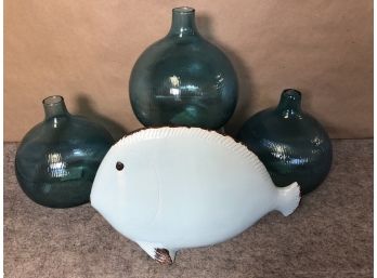 Blue Vase And Fish Set