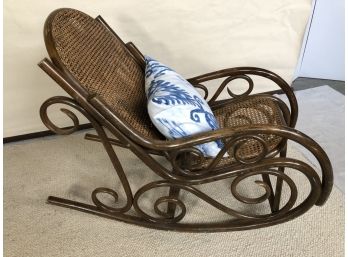 Bentwood Rocker With Caned Back & Accent Pillow