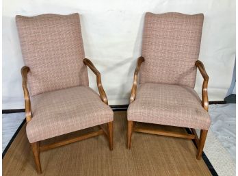 Pair Of Ethan Allen Arm Chairs - Distressed Oak Finish