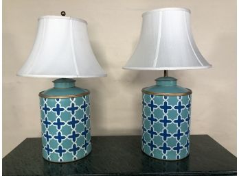 Tole Table Lamps With Silk Shades