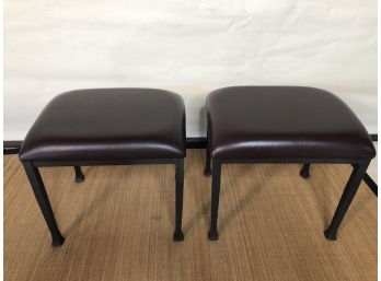 Pair Of Leather Look Small Benches