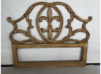 Queen Sized Curved Wood Carved Headboard