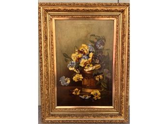 Oil Painting Still Life,  Pansies In A Vase