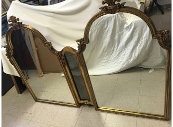 Ornate Double Paneled Gold Mirror