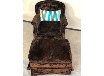 Vintage Crushed Velvet Armchair And Ottoman