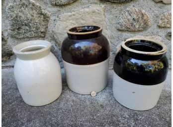 Lot Of (3) Antique Stoneware Crocks Including McCoy 1.5 Gallon
