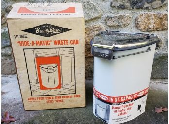 Retro BeautyWare 'Hide-A-Matic' Waste Can - New In Box!