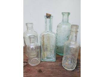 Set (5) Small Vintage/Antique Glass Bottles