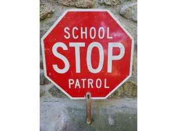 STOP! Vintage School Patrol / Crossing Guard Handheld Stop Sign (Double-Sided)
