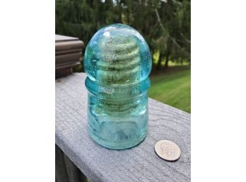 (1882-1889) Antique Glass Insulator, '8' W. BROOKFIELD 45 CLIFF ST. NY (As-Is) - #14