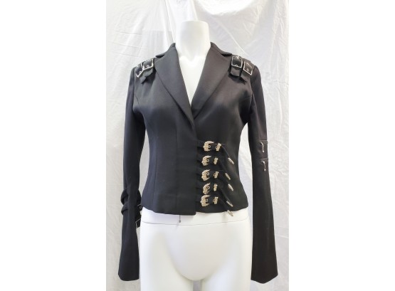 Wonderful Antonio Berardi Italy Ladies Size 40 / US Size 7 - 98% Virgin Wool Black Jacket/Blazer