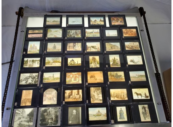 Forty Antique Black & White & Colored Glass Picture Slides Lot 2