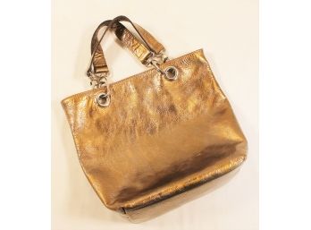 Genuine Maurtzio Taiuti Leather Metallic Gold / Amber Ladies Purse
