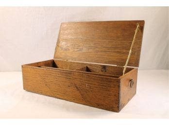 Vintage Wooden Small Tool Box W/Interior Dividers & Hinged Lid