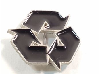 2007 Mobtown Chicago Recycle Symbol Black Enamel And SilverTone Belt Buckle