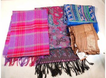 Lot Of Four Vintage Scarves-Blarney Woolen Mills, Sarah Coventry, Cashmere, Serrv
