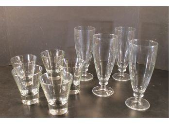 Assortment Of Barware - Four Crystal Pilsner & Five Glass Martini Glasses