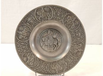 Antique DHT Pewter Ferdinand The Third Scenic Plate