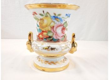 Hand Painted Made In France Exclusively For Paris Decorators Hand Painted & Gold Leaf Vase