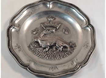 Antique 1880's European Pewter Creox Of Frances The First Plate