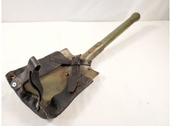Vintage Military Trench Field Shovel W/Original Leather Belt Loop Pouch