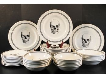 Edward Challinar The Victorian English Pottery 'Skull/Skeleton Head' Dinnerware Set