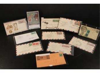 Vintage Ephemera Assortment With Eleven Air Mail Cancelled Postage Letters & Postcards