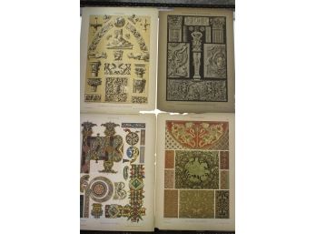 Four Antique H. Dolmetsch Color Engravings Of Historic Styles Of Ornament Pages