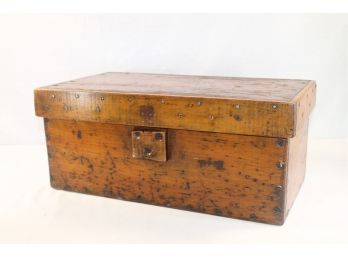Very Nice Handmade Vintage Wooden Lidded Tool Box - No Hardware/Hinges