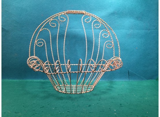 Wonderful Antique Victorian Wire Hanging Planter With Original Green Paint. In Excellent Condition.