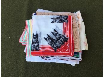 Estate Fresh Twenty (20) Vintage Women's Handkerchiefs. Hand Rolled, Scotty Dogs, Tammi S. King ++