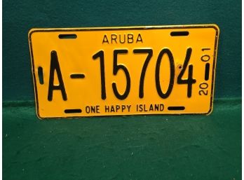 Vintage ARUBA License Plate. 'ONE HAPPY ISLAND.'