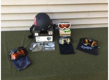 Bern Baker Hardhat Black Helmet 4 Pair UVEX/EGK Electric Goggles Skateboard Snowboarding, Skiing, Snowmobiling