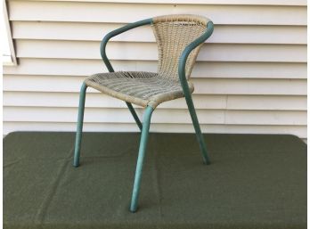 Estate Fresh Mid Century Modern MCM Steel Tube Porch Chair. Great Form. Needs A Little TLC.