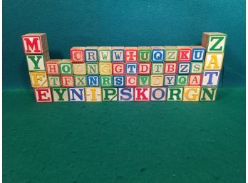 Fifty One (51) Vintage Children's Wood Toy Alphabet Blocks. Two Sizes. Very Good.