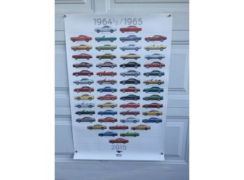 Ford Mustang Color Poster. 1964 1/2 - 1965 To 2015 50 Years. On Heavy Stock Paper. Ready For Framing   Hanging