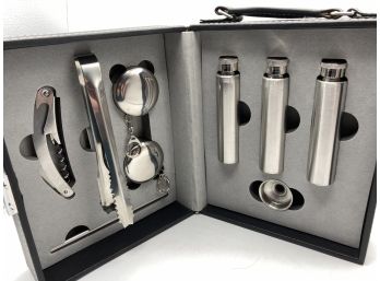 Flask Set In Leather Box