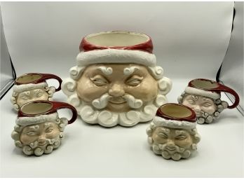 1962 Jamar Santa Cookie Jar W/4 Mugs ~ Ceramic Studio ~
