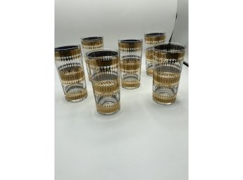 Set Of 6 Signed - Culver - Mid Century Modern Glasses