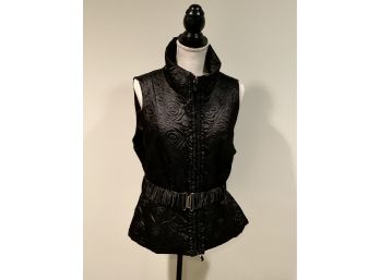 NEW Black Belted Quilted Vest ~ White House Black Market ~ Size XL ~