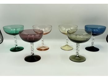 6 Vintage Champagne Glasses ~ Awesome Stems ~